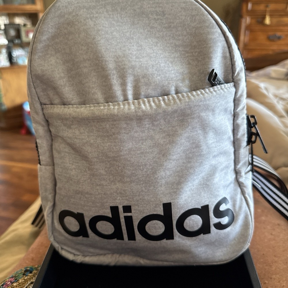 Adidas Core Mini Backpack Smoke Grey Multi-Zippered 4018
